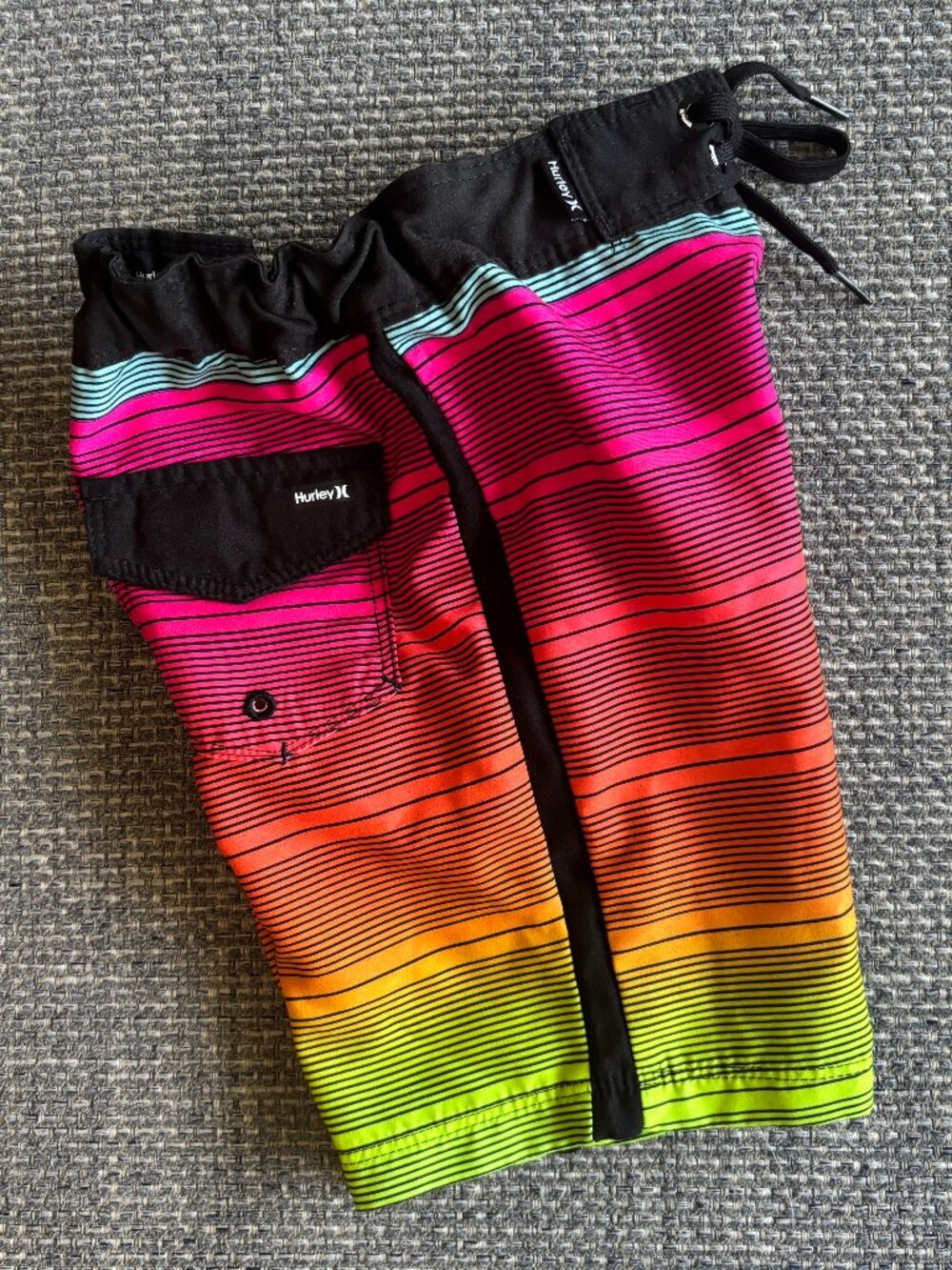 Hurley Boys' Shoreline Neon Rainbow Adjustable Boardshort Swim Trunks | Sz 5